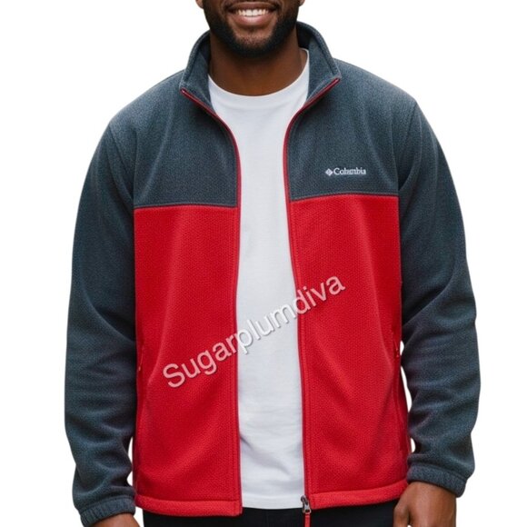 Columbia Steen Mountain Red Grey Zip Up Fleece Jacket XL Gorpcore Outdoor - Picture 1 of 14
